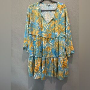 Blue Island Tiered Cover Up Dress Sz XL EUC